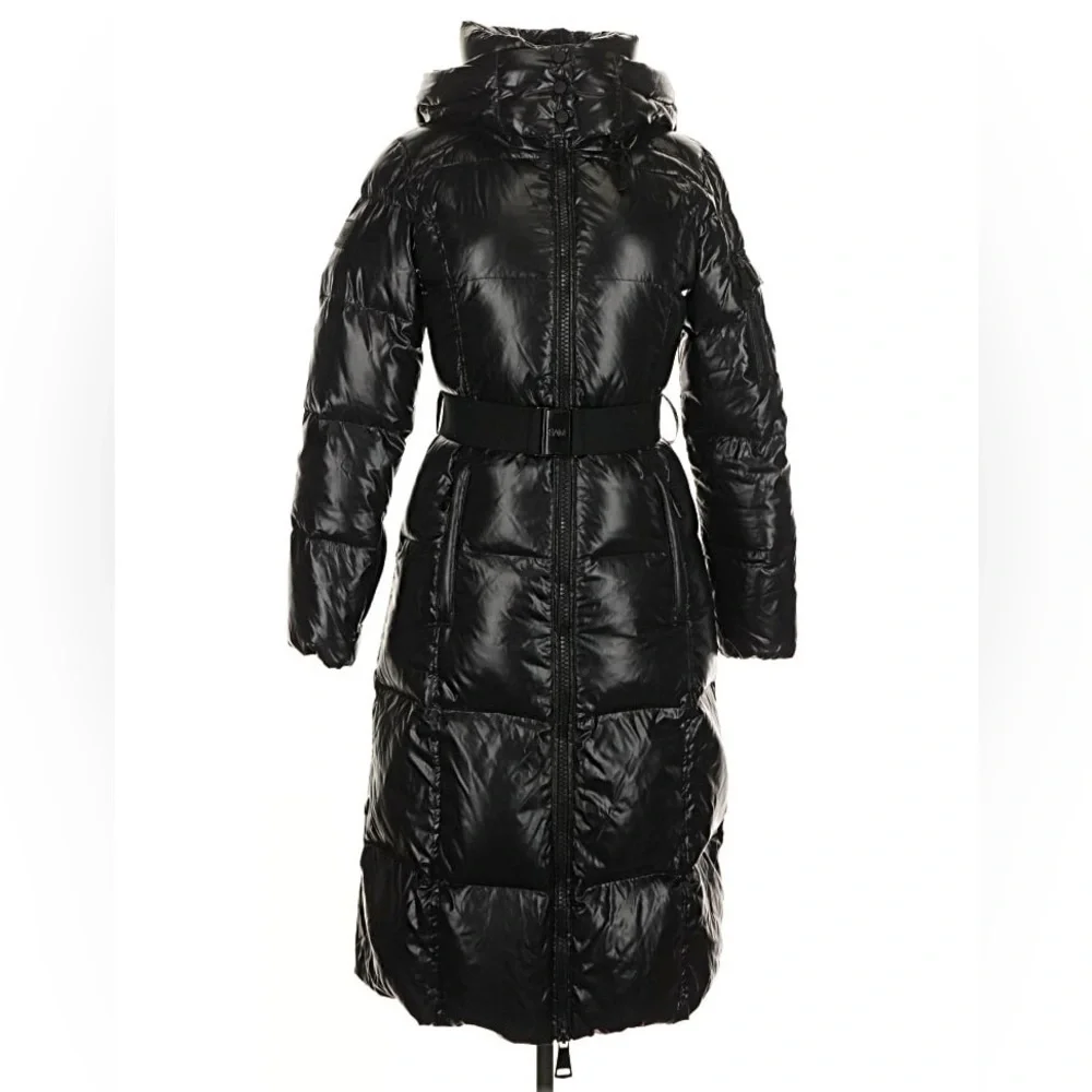 SAM. “Jet” Black Long Noho Hooded Puffer Coat Size Small - Picture 3 of 8